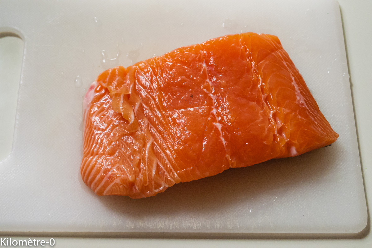 Photo de recette de saumon facile de Kilomètre-0, blog de cuisine réalisée à partir de produits locaux et issus de circuits courts