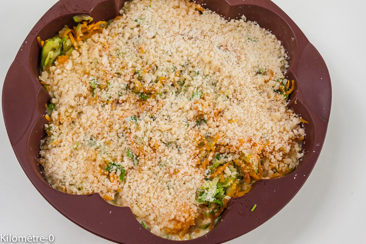 Photo de recette de clafoutis carotte courgette facile, bio, rapide de Kilomètre-0, blog de cuisine réalisée à partir de produits locaux et issus de circuits courts