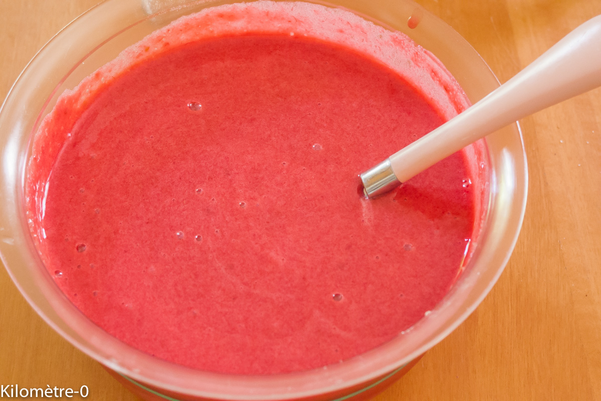 Photo de recette de coulis de framboises de Kilomètre-0, blog de cuisine réalisée à partir de produits locaux et issus de circuits courts