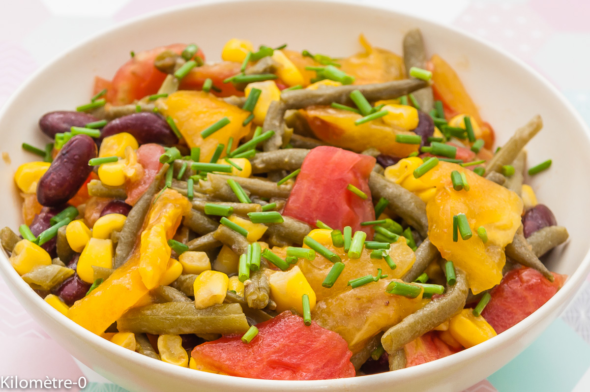 Salade De Tomates Haricots Rouges Maïs Et Haricots Verts