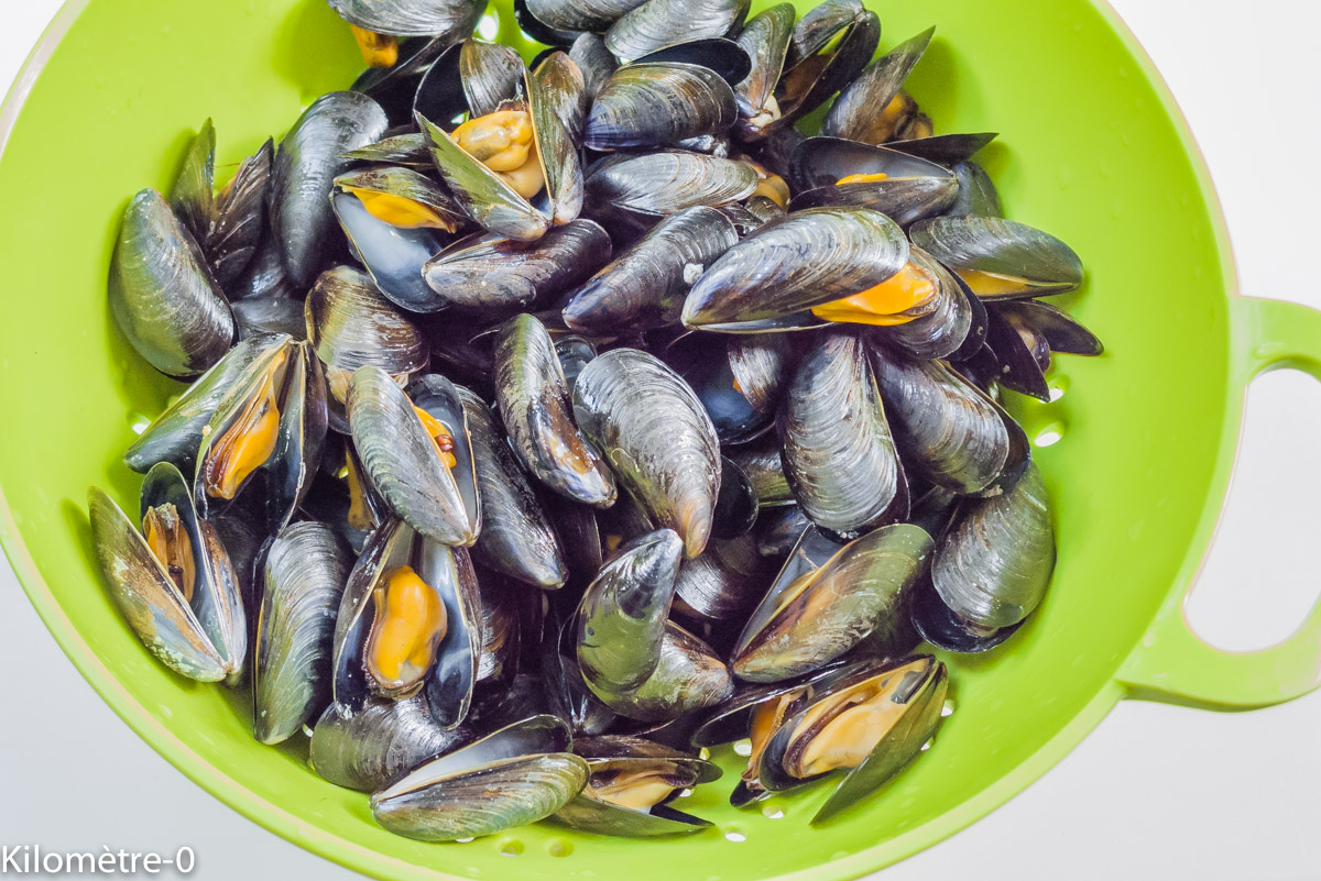 Photo de recette de moules de Kilomètre-0, blog de cuisine réalisée à partir de produits locaux et issus de circuits courts