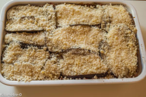 Photo de recette de moussaka, aubergines, gratin, facile, été, automne,  léger, bio,  de Kilomètre-0, blog de cuisine réalisée à partir de produits locaux et issus de circuits courts