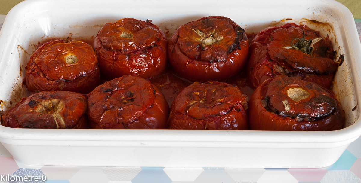 Photo de recette de tomates farcies de Kilomètre-0, blog de cuisine réalisée à partir de produits locaux et issus de circuits courts
