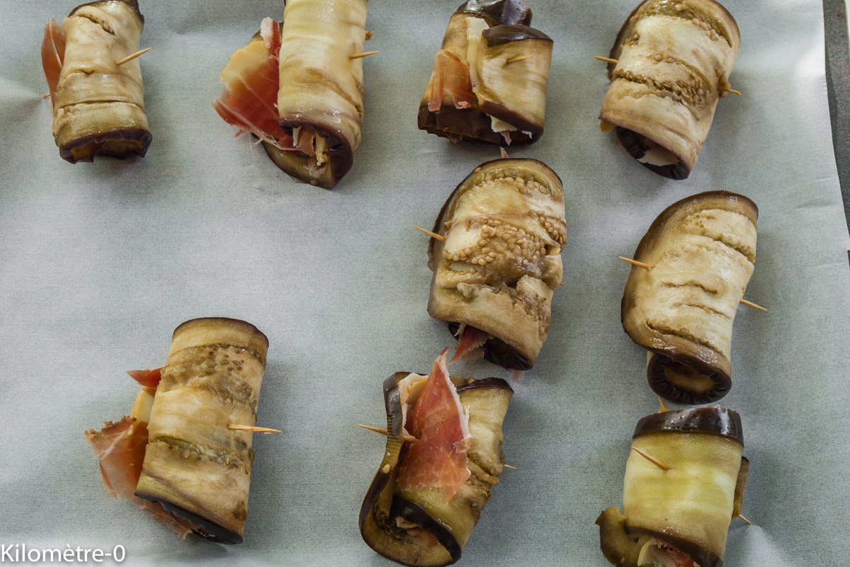 Photo de recette de roulé aubergines scamorza jambon facile, rapide, économique de Kilomètre-0, blog de cuisine réalisée à partir de produits locaux et issus de circuits courts