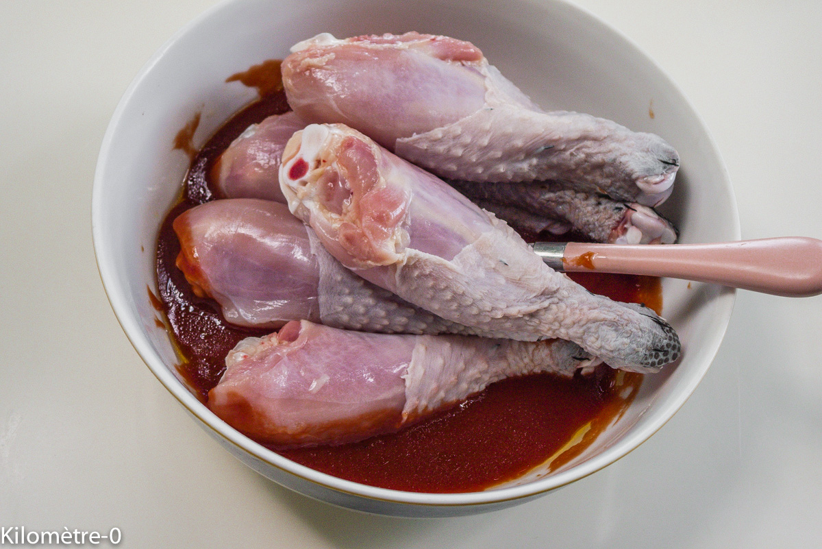 Photo de recette de pilons, poulet, sauce barbecue, soja, miel, ketchup, facile, rapide de Kilomètre-0, blog de cuisine réalisée à partir de produits locaux et issus de circuits courts