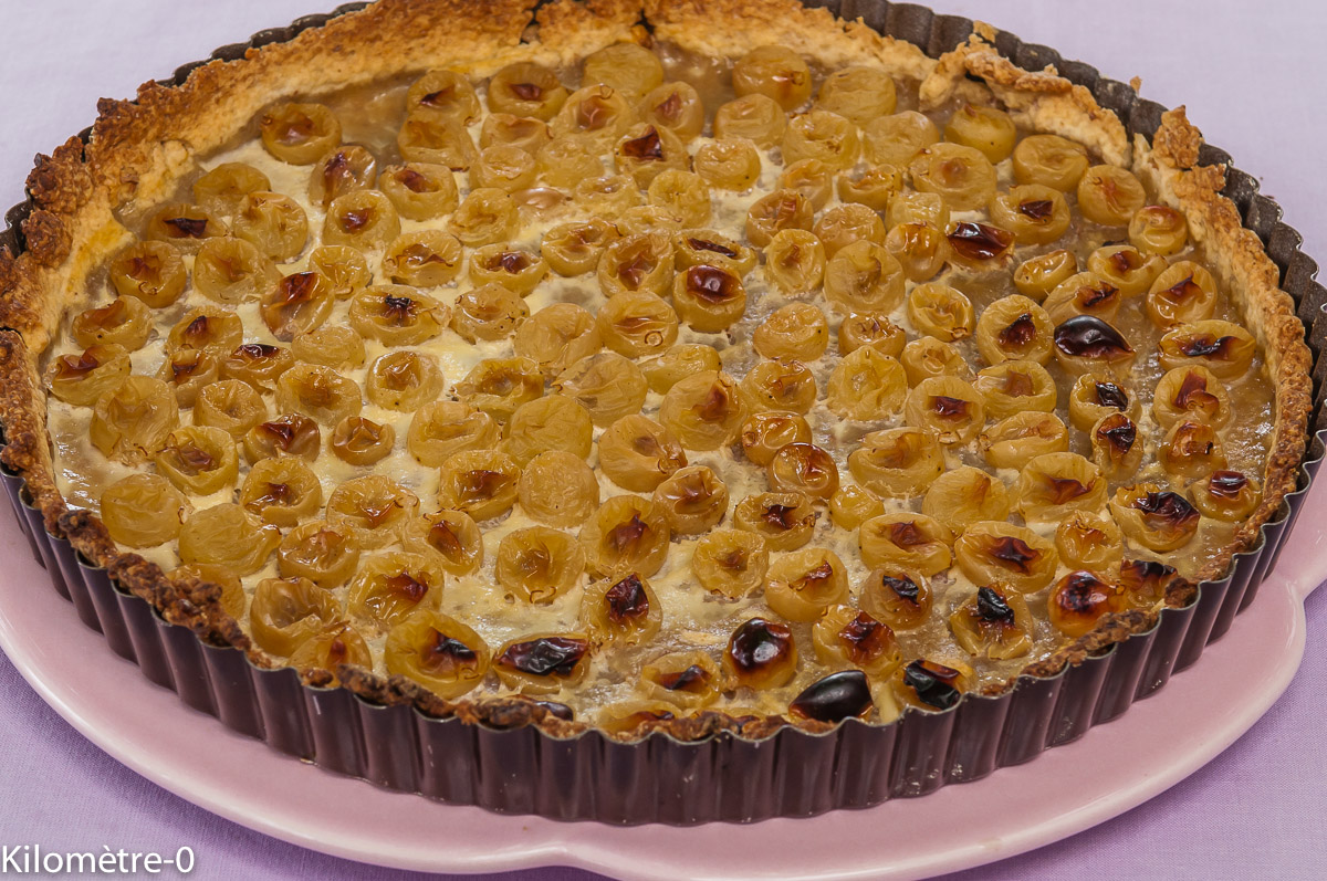 Photo de recette de tarte, raisins frais, raisin blanc, facile, rapide, bio, léger de Kilomètre-0, blog de cuisine réalisée à partir de produits locaux et issus de circuits courts