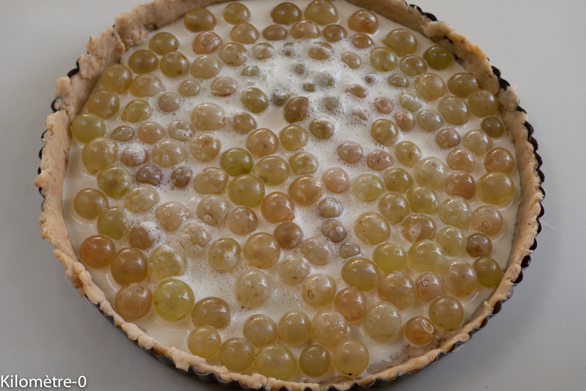Photo de recette de tarte, raisins frais, raisin blanc, facile, rapide, bio, léger de Kilomètre-0, blog de cuisine réalisée à partir de produits locaux et issus de circuits courts