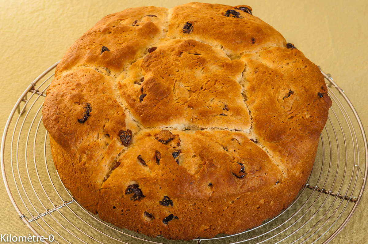 Photo de recette de brioche aux raisins facile, légère et bio de Kilomètre-0, blog de cuisine réalisée à partir de produits locaux et issus de circuits courts