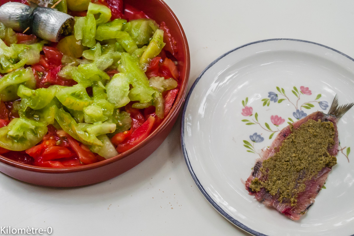 Photo de recette de roulés de sardines aux tomates rapide, léger, facile de Kilomètre-0, blog de cuisine réalisée à partir de produits locaux et issus de circuits courts