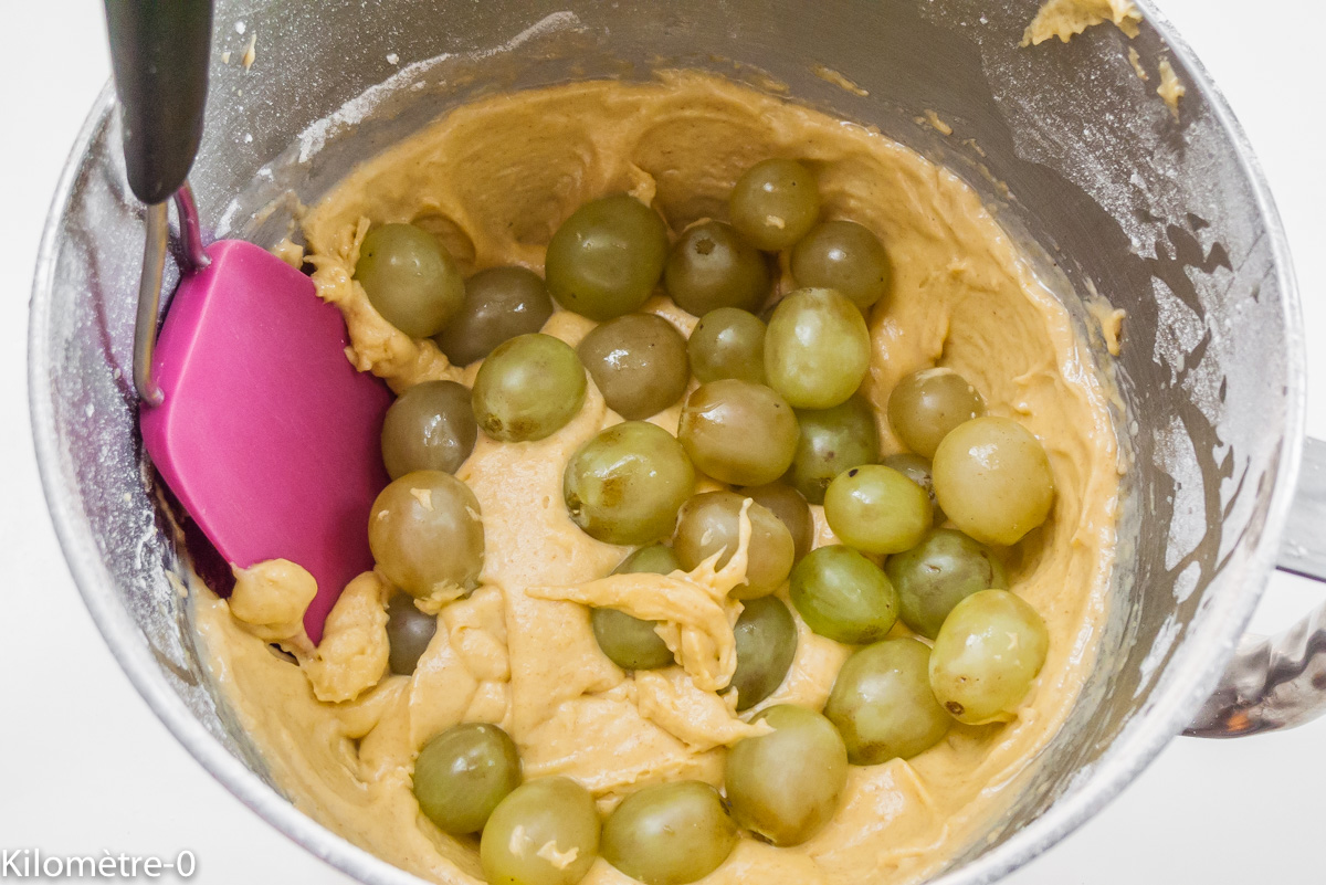 Photo de recette de cake, raisins frais, raisin d’Italie, raisins