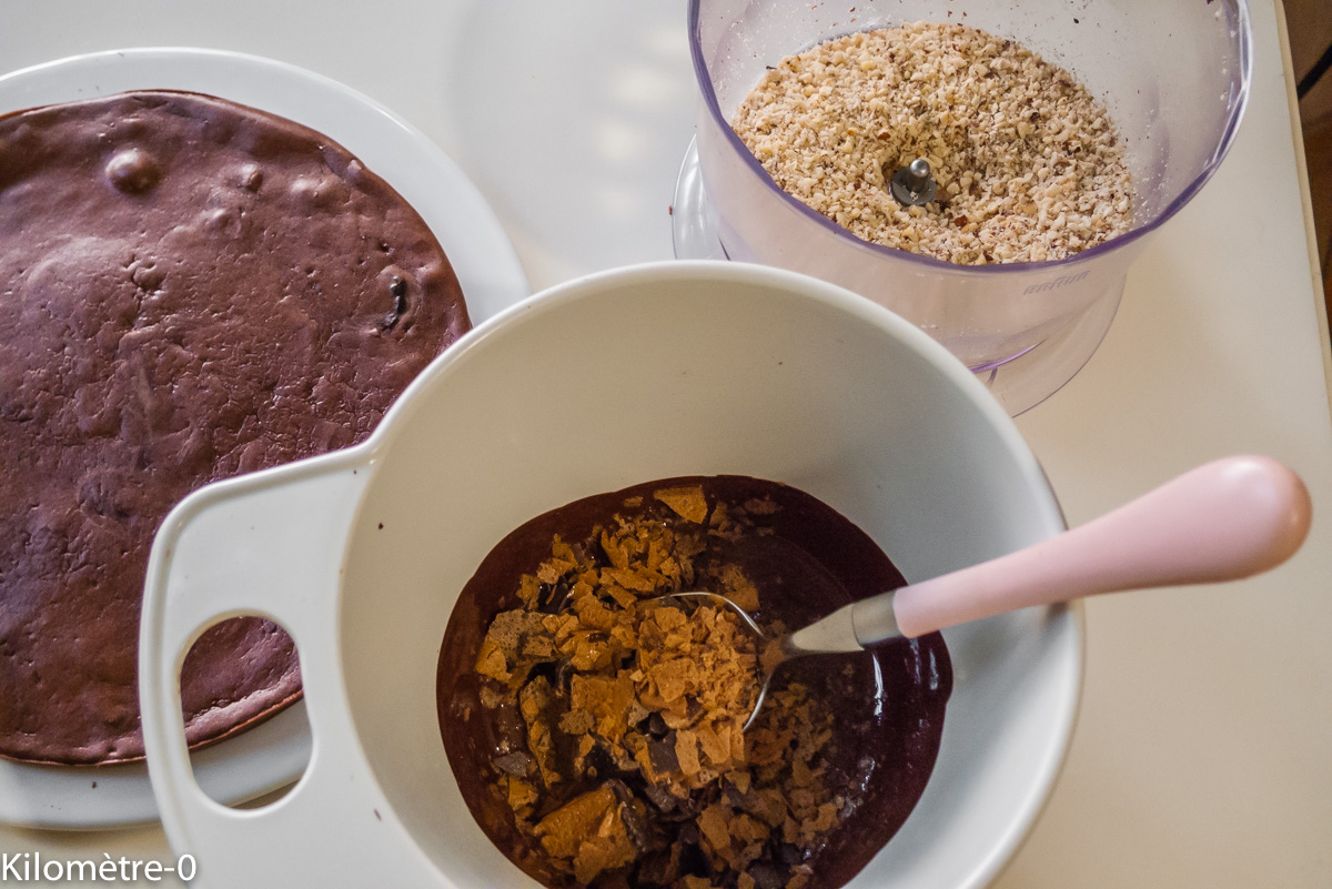 Photo de recette de gâteau chocolat croustillant Kilomètre-0, blog de cuisine réalisée à partir de produits locaux et issus de circuits courts