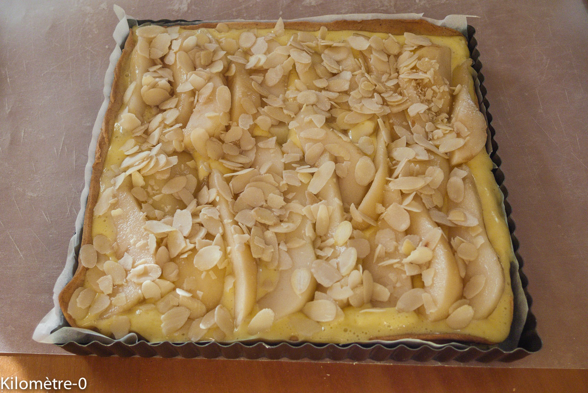 Photo de recette de tarte poire mascarpone facile, rapide, léger, bio de Kilomètre-0, blog de cuisine réalisée à partir de produits locaux et issus de circuits courts