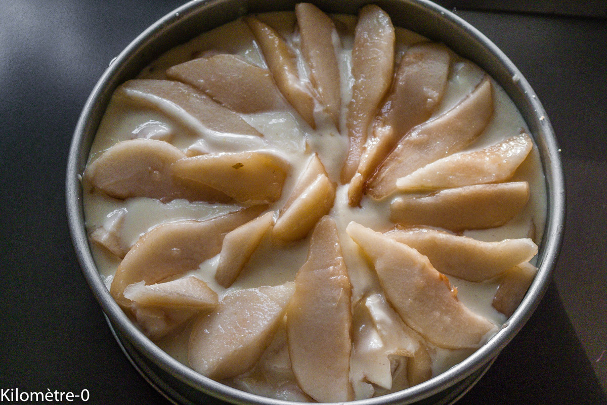 Photo de recette de gâteau, poire, ricotta, facile, cheesecake, rapide, bio, petits beurre, léger, Kilomètre-0, blog de cuisine réalisée à partir de produits locaux et issus de circuits courts