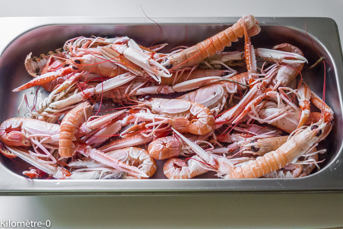 Photo de recette de langoustines, facile, rapide, légère de Kilomètre-0, blog de cuisine réalisée à partir de produits locaux et issus de circuits courts