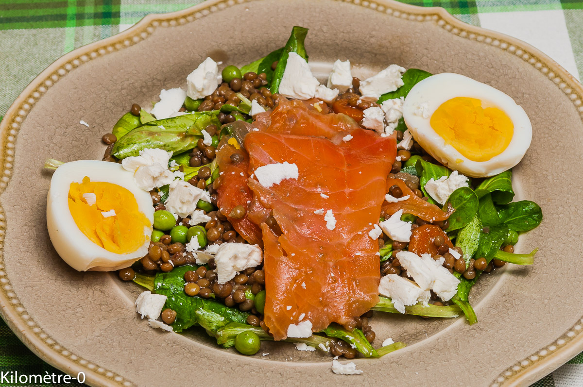 Salade De Lentilles A La Truite Fumee Aux Oeufs Et A La Feta