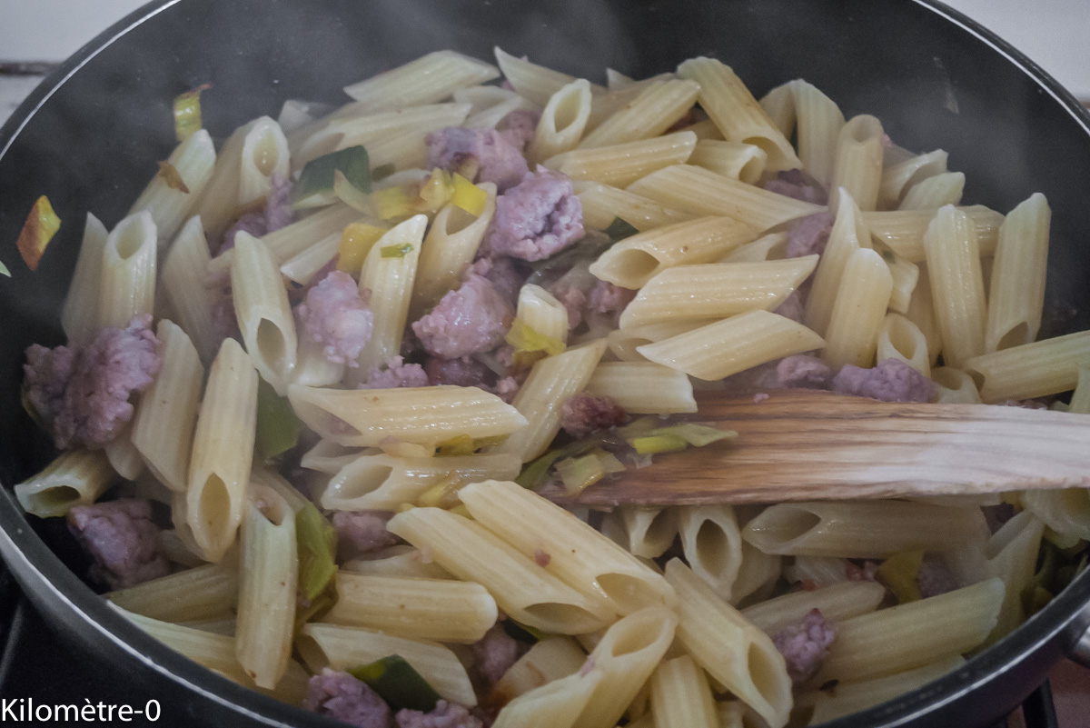 Photo de recette de pâtes, pennes, facile, rapide, léger, bio de Kilomètre-0, blog de cuisine réalisée à partir de produits locaux et issus de circuits courts