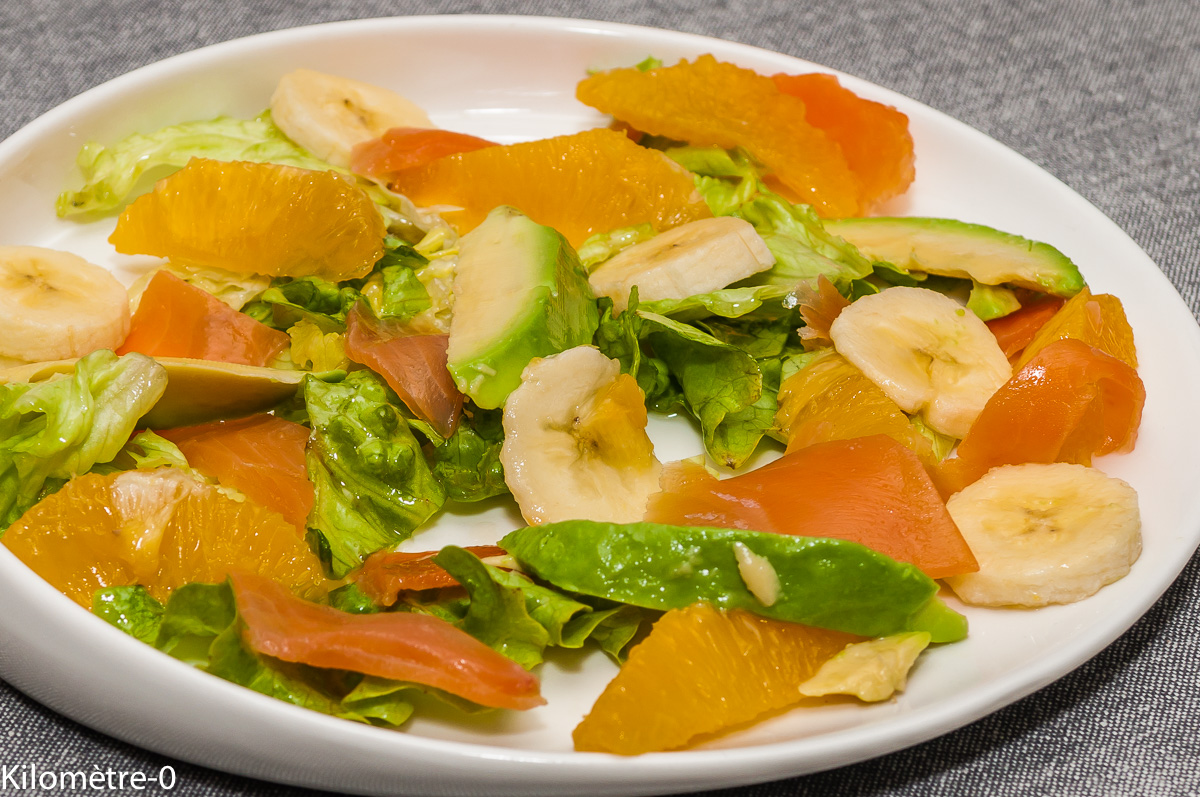 Salade De Truite Fumee A L Avocat Aux Bananes Et Aux Oranges