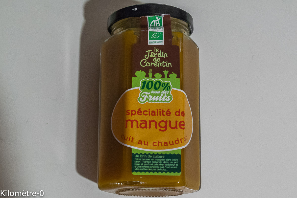Photo de recette de confiture, mangue, bio, léger, peu sucré Kilomètre-0, blog de cuisine réalisée à partir de produits locaux et issus de circuits courts