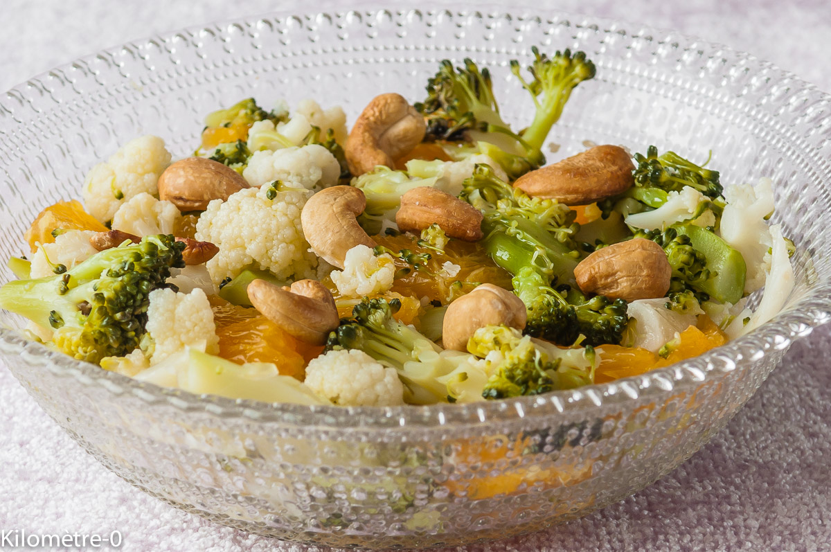 Salade De Brocolis Chou Fleur Orange Et Noix De Cajou Kilometre 0