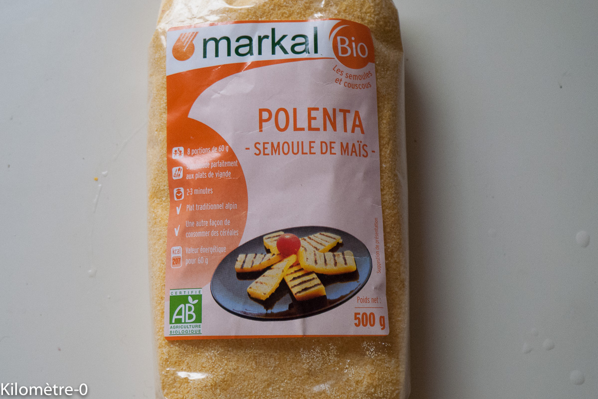 Photo de recette de polenta bio Kilomètre-0, blog de cuisine réalisée à partir de produits locaux et issus de circuits courts