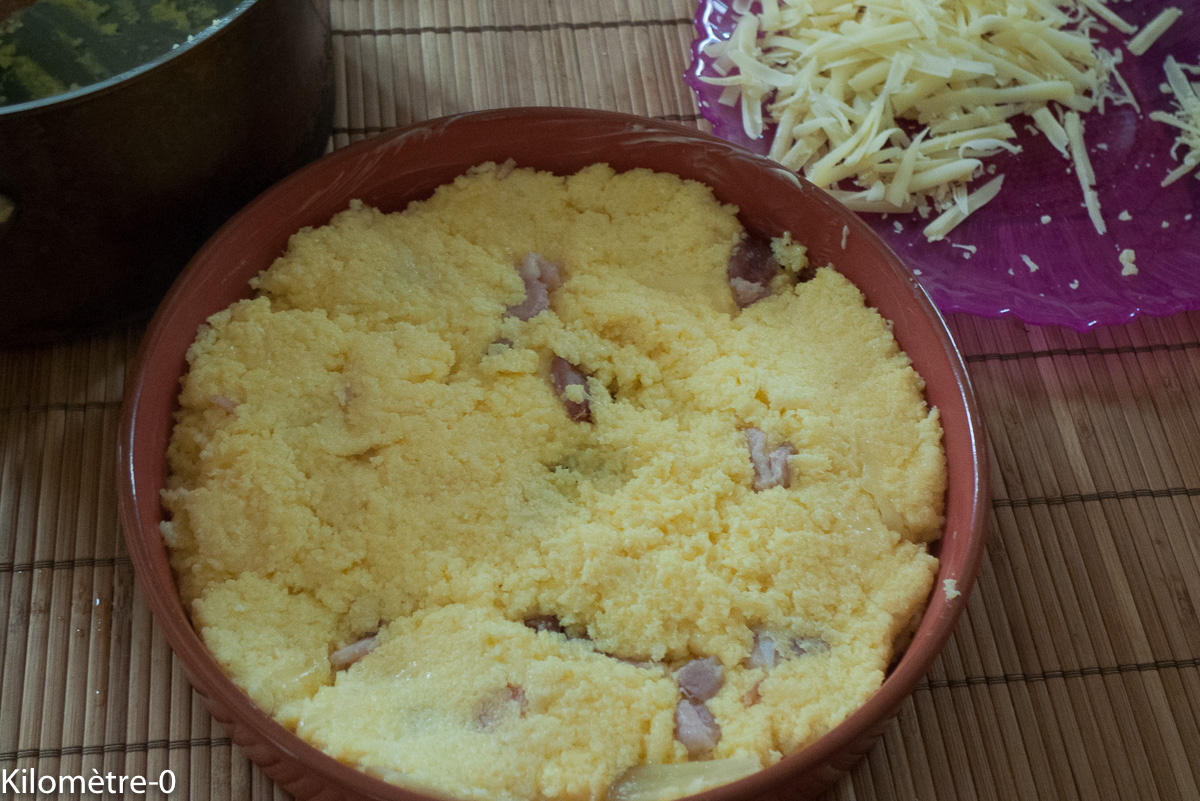 Photo de recette de gratin, polenta, facile, bio, rapide, de Kilomètre-0, blog de cuisine réalisée à partir de produits locaux et issus de circuits courts