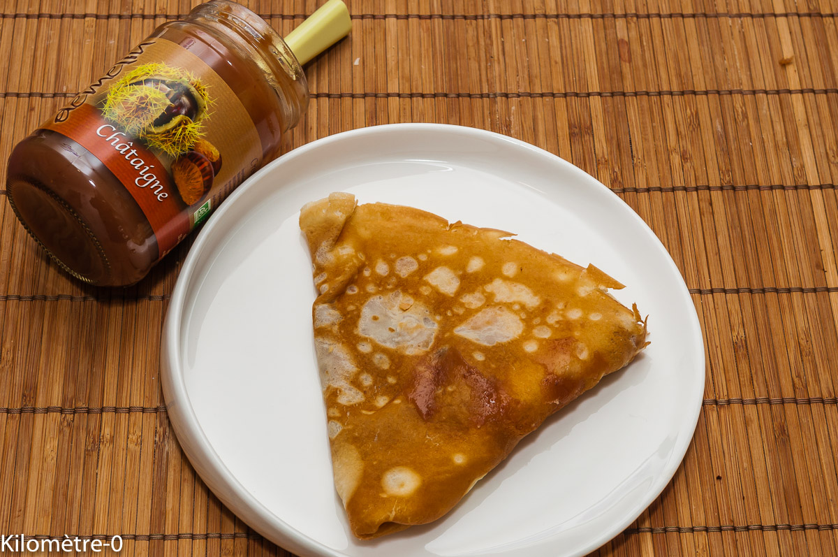 Photo de recette de crêpe, marron, bio, facile, légère, Kilomètre-0, blog de cuisine réalisée à partir de produits locaux et issus de circuits courts