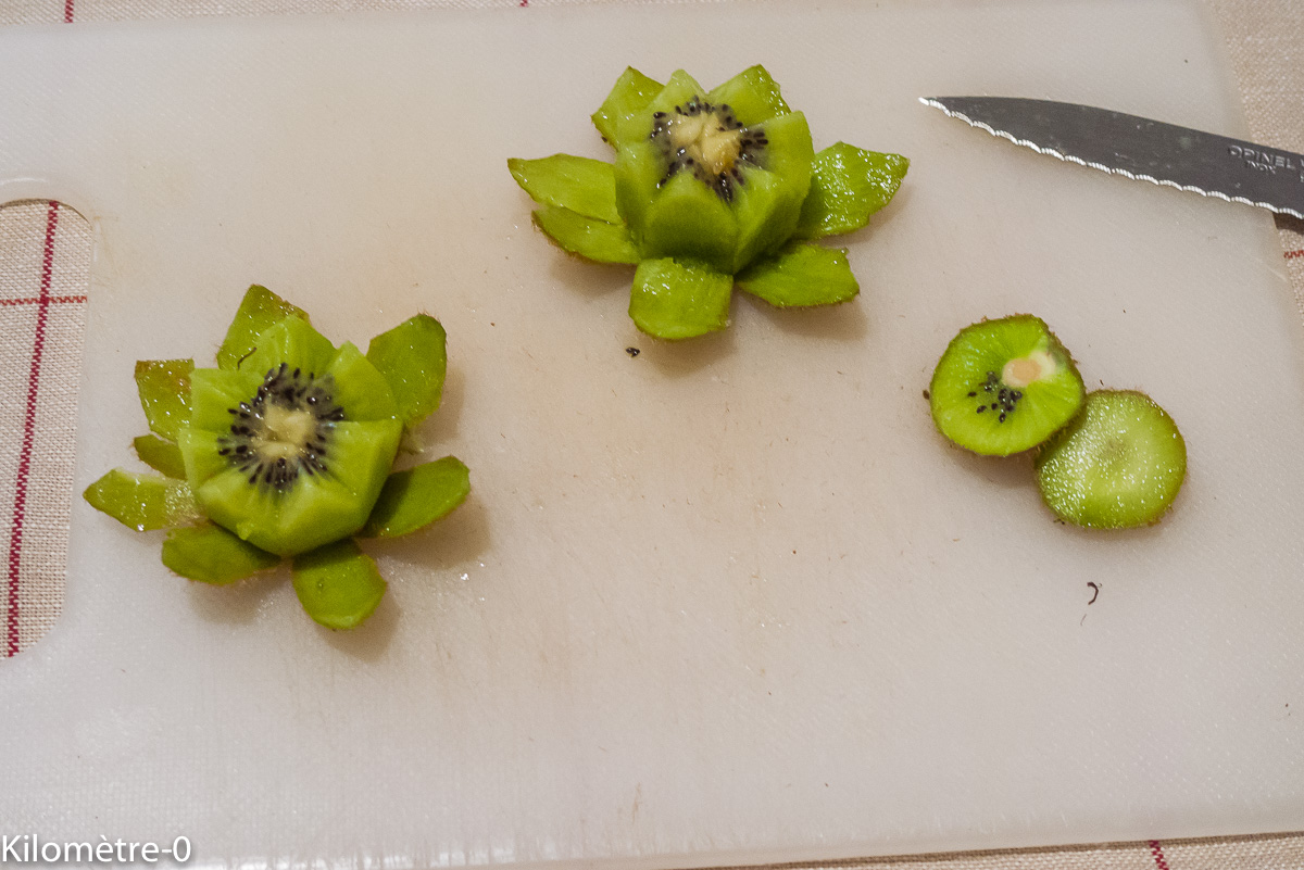 Photo de recette de kiwis nénuphar de Kilomètre-0, blog de cuisine réalisée à partir de produits locaux et issus de circuits courts