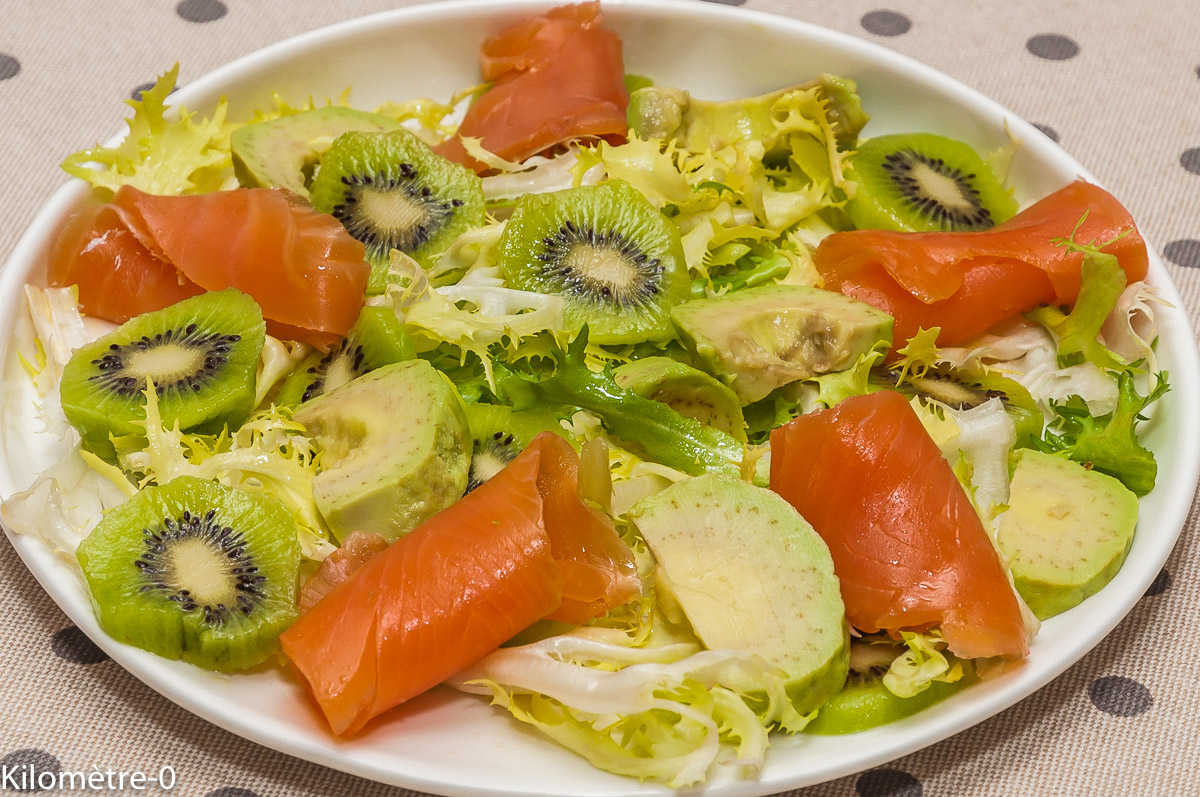 Salade De Truite Fumée Aux Kiwis Et Avocats