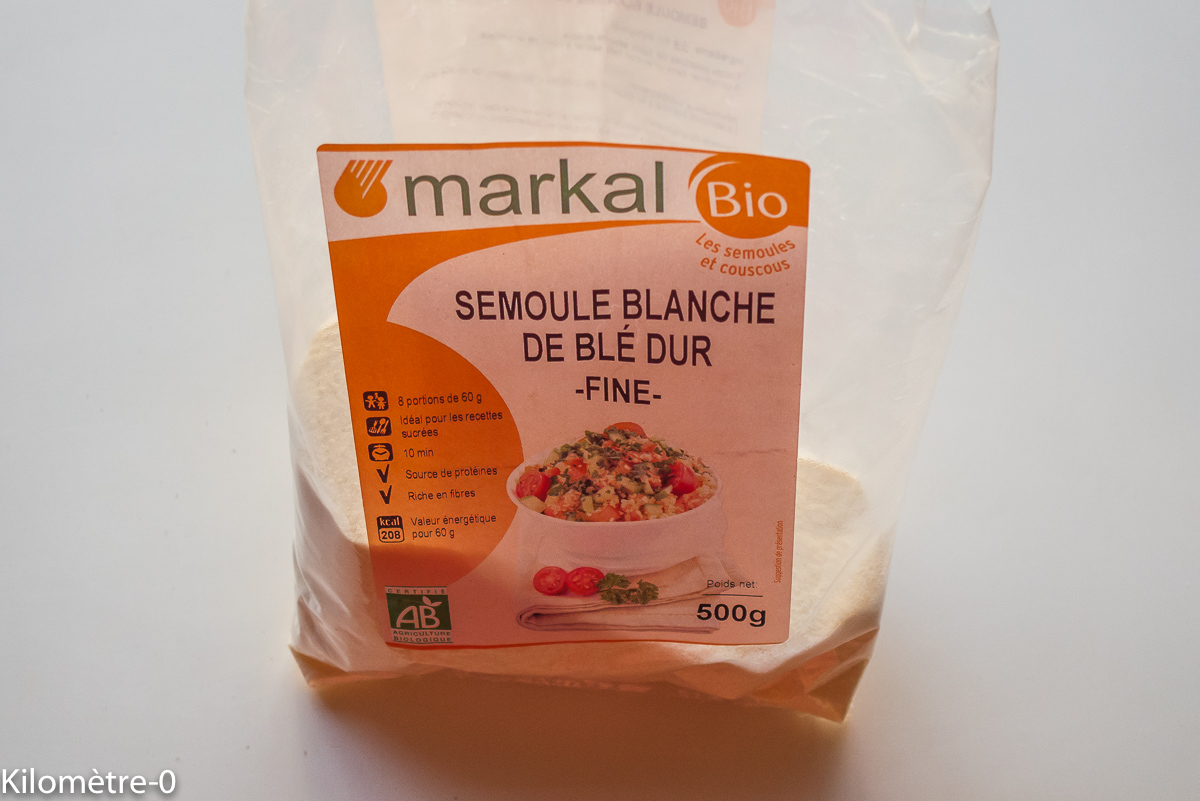 Photo de recette de semoule bio, dessert, facile, rapide, léger de Kilomètre-0, blog de cuisine réalisée à partir de produits locaux et issus de circuits courts