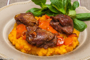 Photo de recette de joue de porc, purée de potimarron, facile, rapide, léger, viande fondante, moelleuse, mijoté, de Kilomètre-0, blog de cuisine réalisée à partir de produits locaux et issus de circuits courts