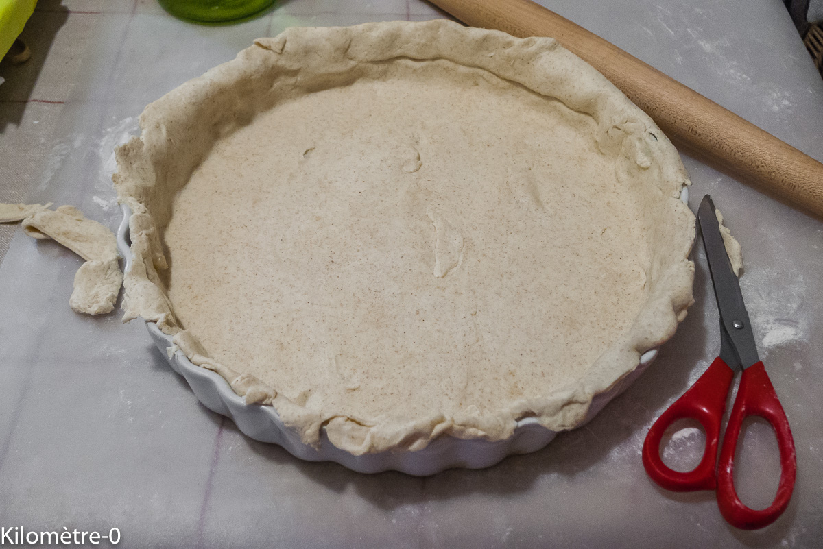Photo de recette de pâte brisée facile, bio de Kilomètre-0, blog de cuisine réalisée à partir de produits locaux et issus de circuits courts