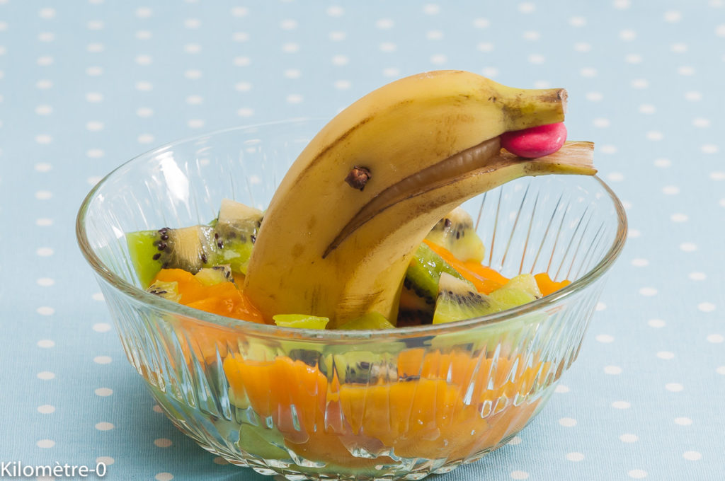 Photo de recette de salade de fruits, dauphin, banane, bio, léger, rapide de  Kilomètre-0, blog de cuisine réalisée à partir de produits locaux et issus de circuits courts