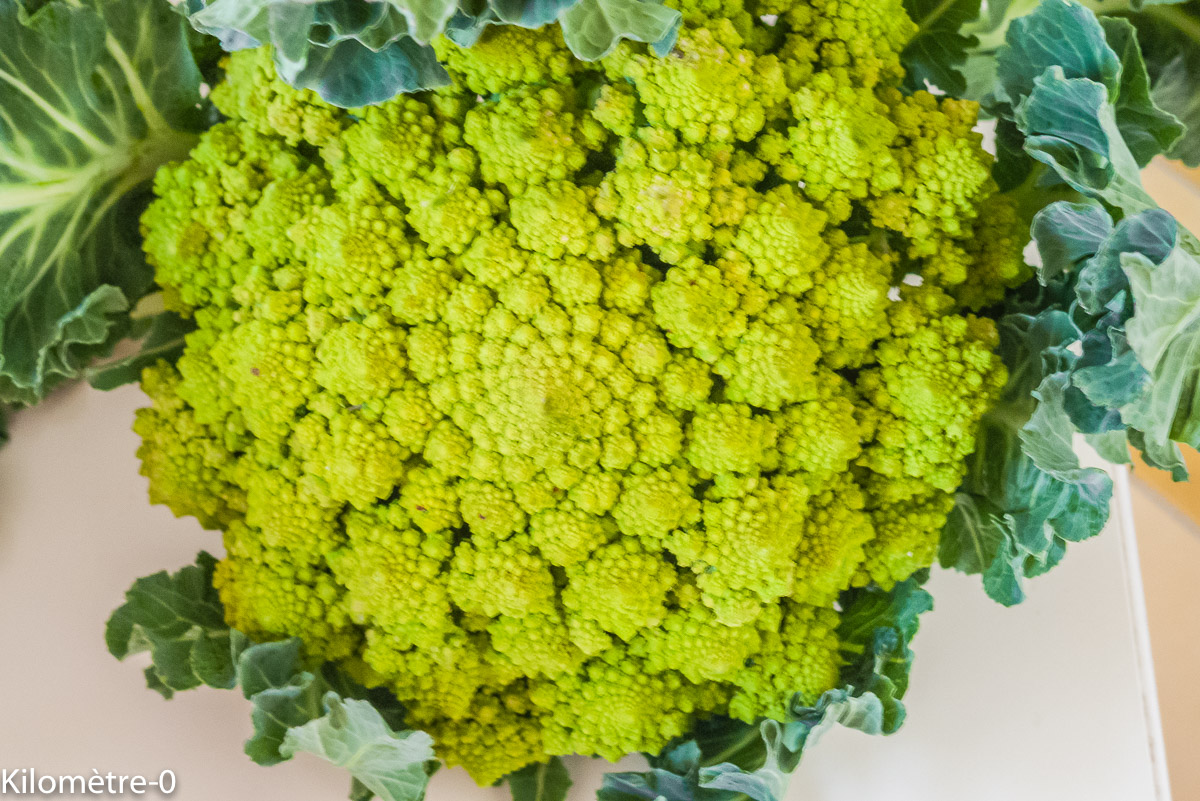 Photo de recette de chou romanesco de Kilomètre-0, blog de cuisine réalisée à partir de produits locaux et issus de circuits courts