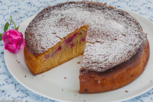 Photo de recette de gâteau, lait concentré, framboise de  Kilomètre-0, blog de cuisine réalisée à partir de produits locaux et issus de circuits courts