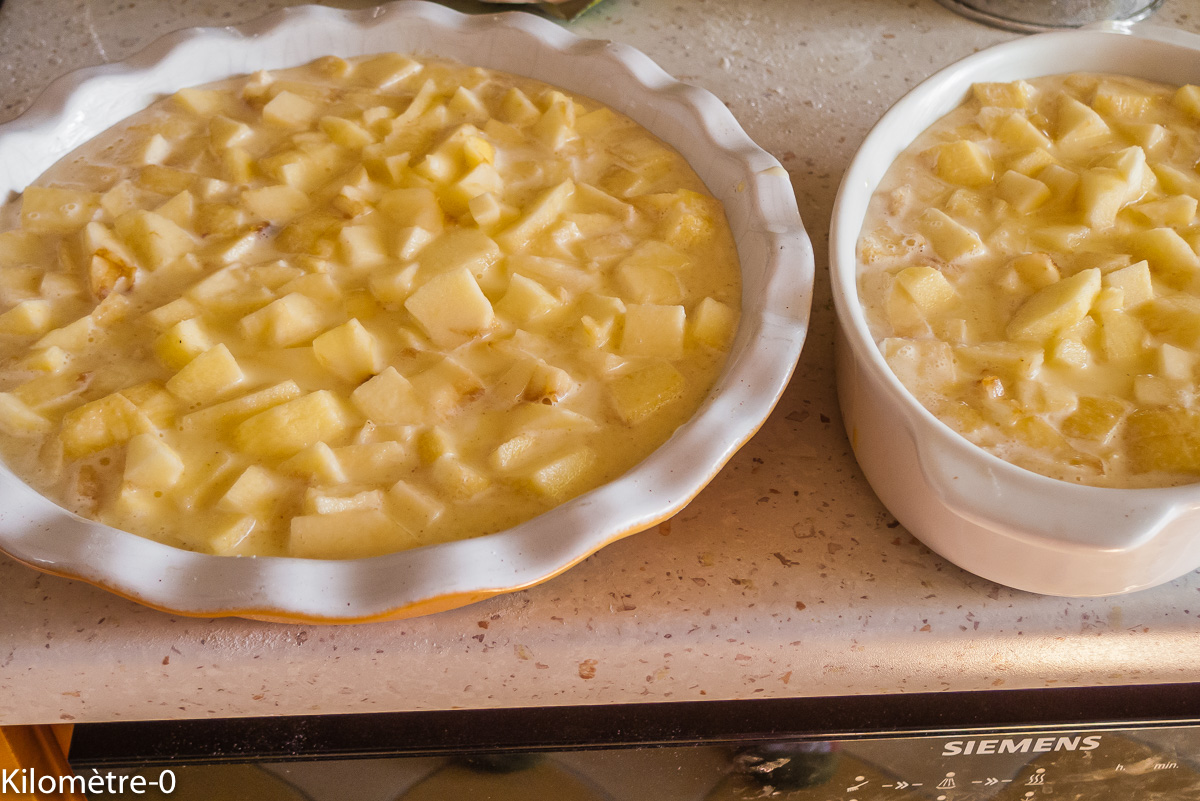 Photo de recette de far aux pommes bio de Kilomètre-0, blog de cuisine réalisée à partir de produits locaux et issus de circuits courts