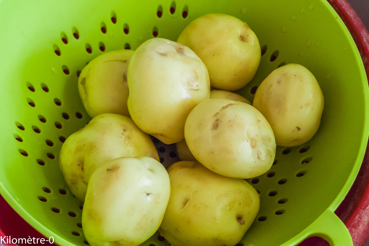 Photo de recette de pommes de terre nouvelles bio de Kilomètre-0, blog de cuisine réalisée à partir de produits locaux et issus de circuits courts