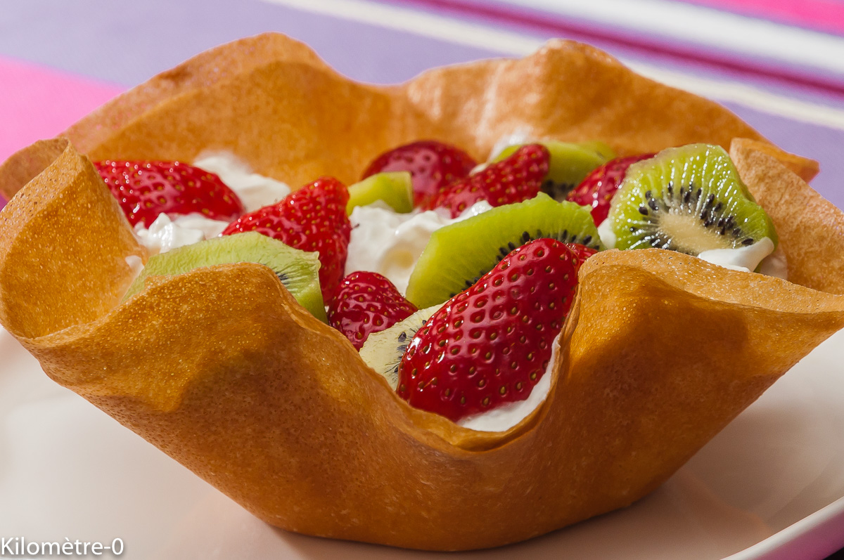Photo de recette de corolle, fraises, kiwis, briks, facile, léger, rapide de Kilomètre-0, blog de cuisine réalisée à partir de produits locaux et issus de circuits courts