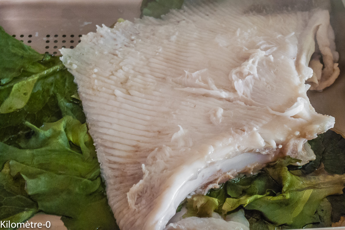 Photo de recette de raie vapeur de Kilomètre-0, blog de cuisine réalisée à partir de produits locaux et issus de circuits courts