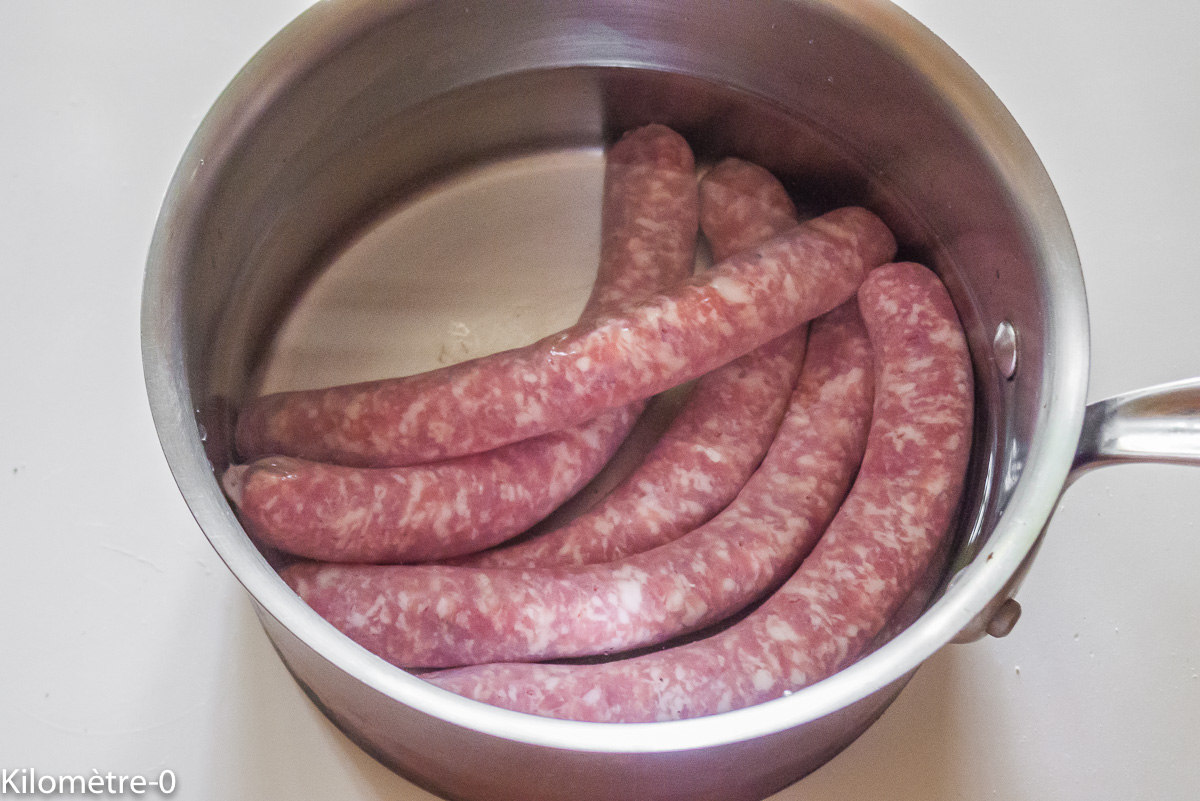 Photo de recette de saucisses de Kilomètre-0, blog de cuisine réalisée à partir de produits locaux et issus de circuits courts