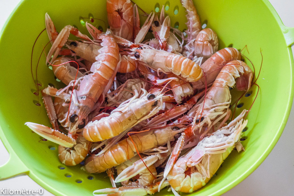 Photo de recette de langoustines facile de Kilomètre-0, blog de cuisine réalisée à partir de produits locaux et issus de circuits courts