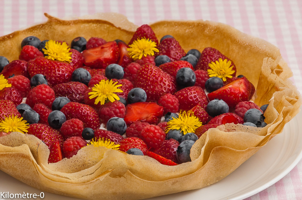 Photo de recette de tarte, facile, fruits rouges, ricotta, brick de Kilomètre-0, blog de cuisine réalisée à partir de produits locaux et issus de circuits courts