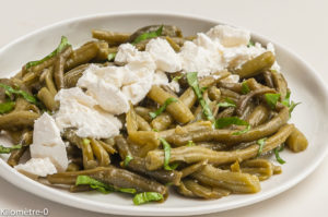 Photo de recette de salade, haricot vert, ricotta, fromage, facile; rapide, léger de Kilomètre-0, blog de cuisine réalisée à partir de produits locaux et issus de circuits courts