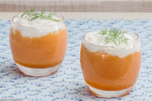 Photo de recette de soupe, melon, gaspacho, soupe froide, Kilomètre-0, blog de cuisine réalisée à partir de produits locaux et issus de circuits courts