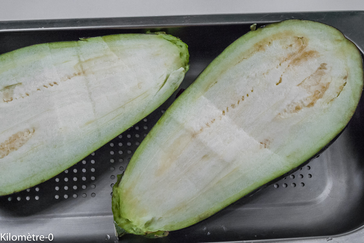 Photo de recette d'aubergine, four vapeur, facile, bio de Kilomètre-0, blog de cuisine réalisée à partir de produits locaux et issus de circuits courts