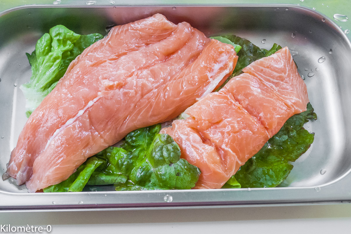Photo de recette de saumon de Kilomètre-0, blog de cuisine réalisée à partir de produits locaux et issus de circuits courts