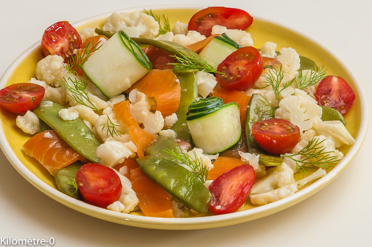 Salade De Chou Fleur Truite Concombre Tomate Et Aneth Kilometre 0