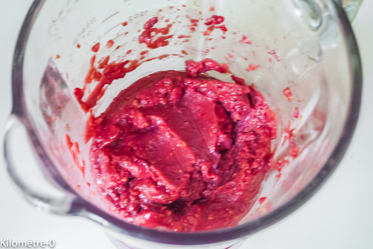 Photo de recette de glace framboise de Kilomètre-0, blog de cuisine réalisée à partir de produits locaux et issus de circuits courts