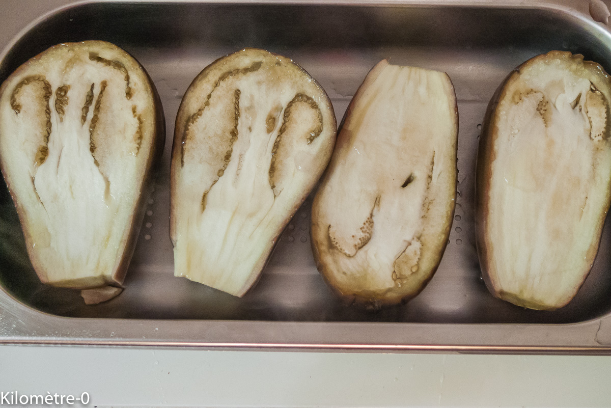 Photo de recette d'aubergine, four vapeur, facile, bio de Kilomètre-0, blog de cuisine réalisée à partir de produits locaux et issus de circuits courts