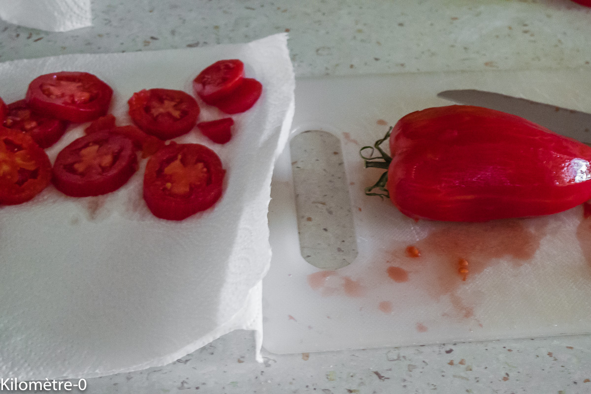 Photo de recette de tomates bio de Kilomètre-0, blog de cuisine réalisée à partir de produits locaux et issus de circuits courts