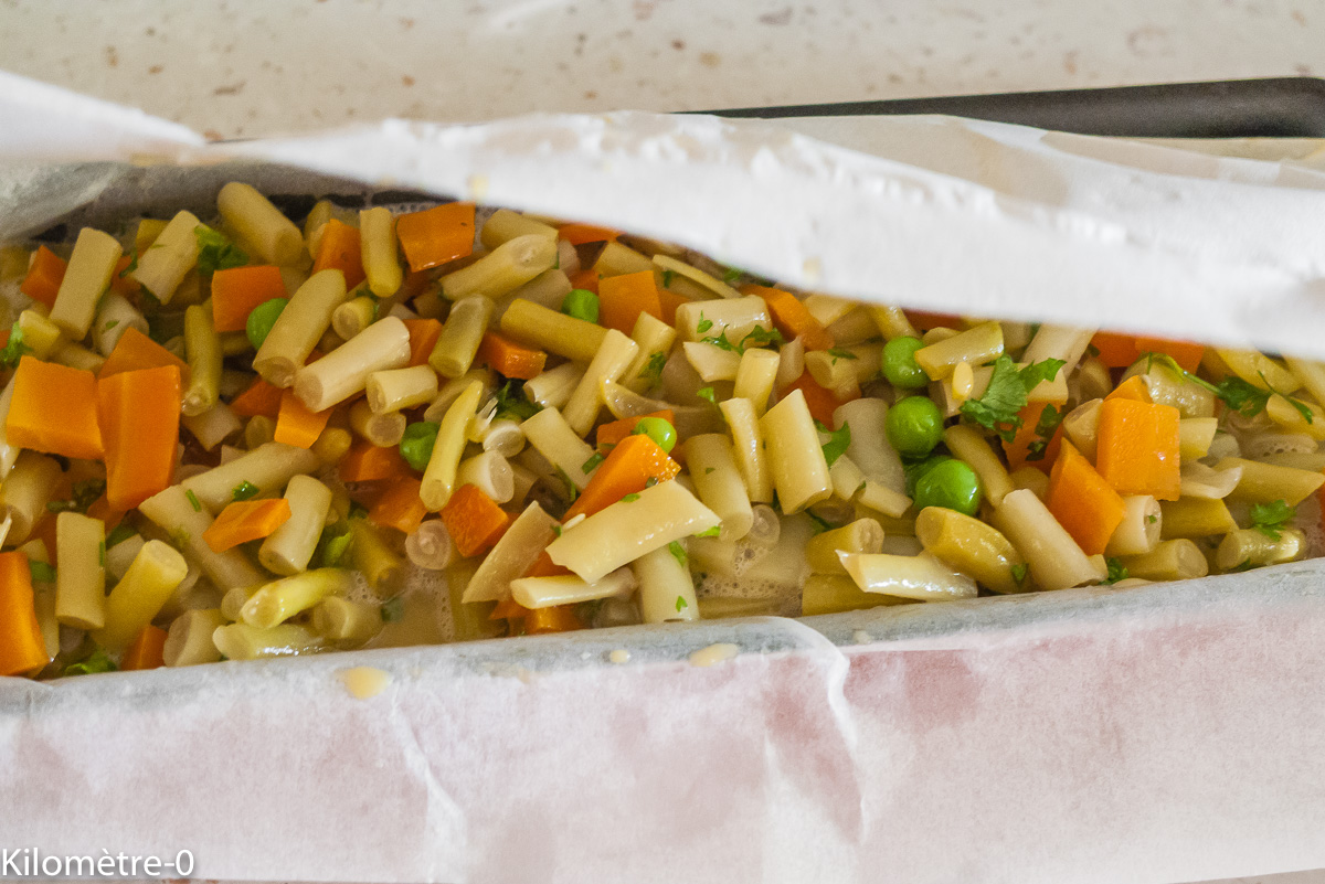 Photo de recette de terrine, oeuf, légumes, haricots, verts, beurre, de Kilomètre-0, blog de cuisine réalisée à partir de produits locaux et issus de circuits courts